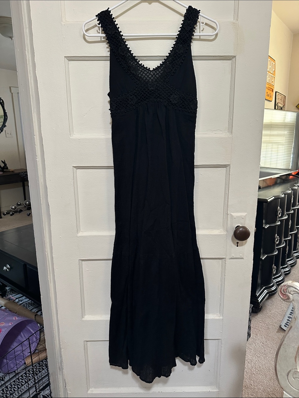 Old Navy Black Crochet-Trim Maxi Dress